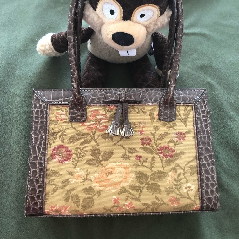 Tapestry purse with faux leather by Liz Claiborne